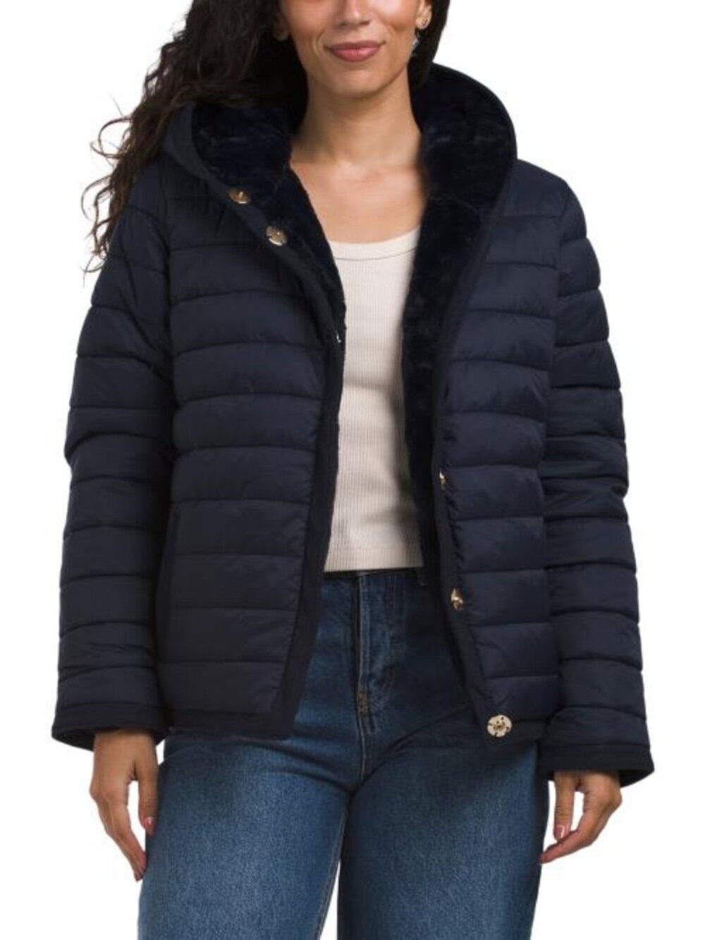 REBECCA MINKOFF Reversible Padded Faux Fur Puffer Jacket